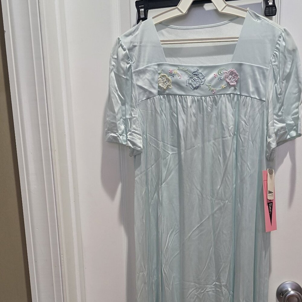 Vintage Shadowline Satin Lustre Blue Long Gown